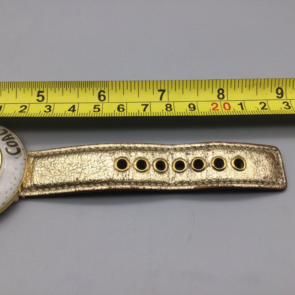 Vintage Coach Watch Women 45mm Gold Tone Glitter Bezel Leather Band New Battery - Picture 14 of 15